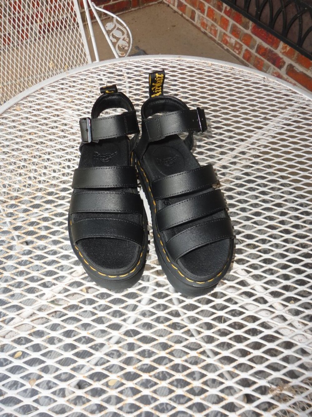 DR MARTENS Black Leather "Blaire Quad" Chunky Gladiator Sandals Size 5